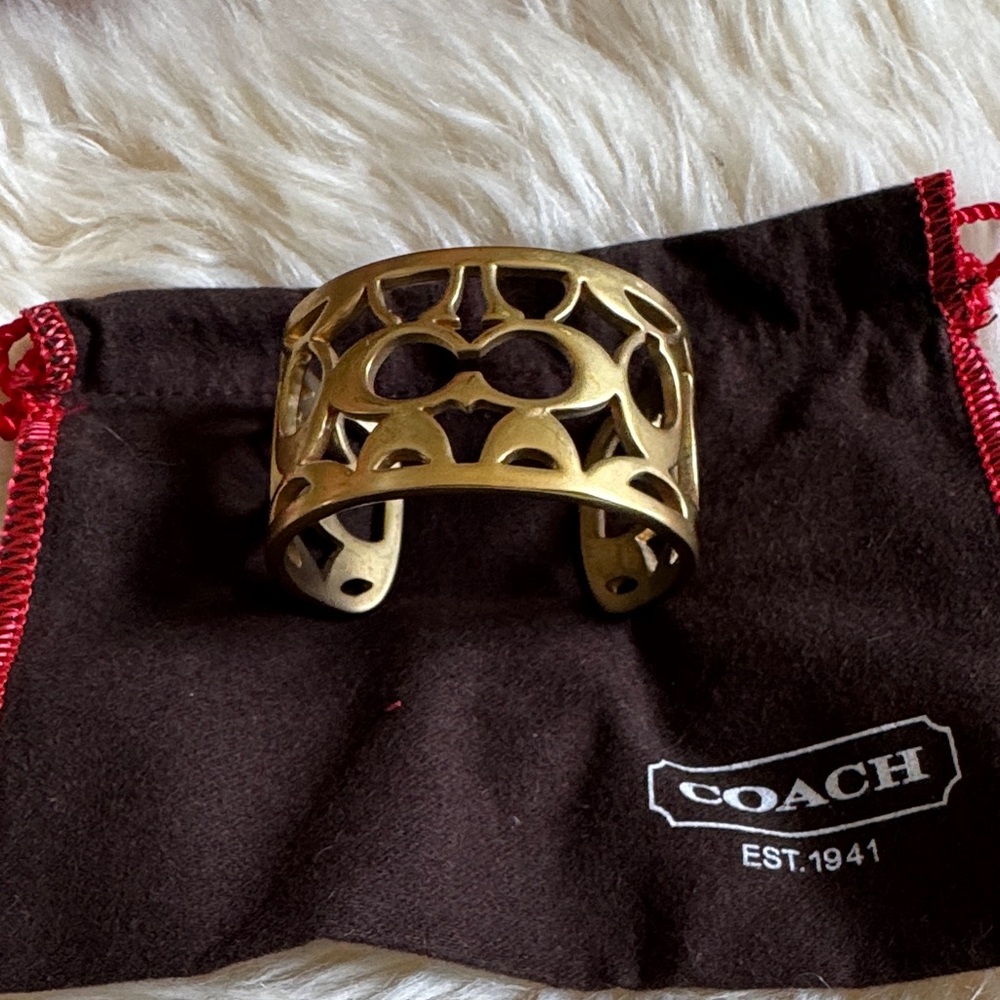 Coach Intricate Gold Cuff Bracelet
